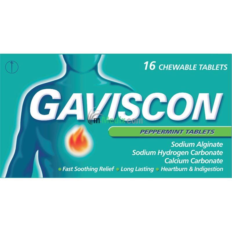 Gaviscon Peppermint Chewable - 16 Tablets