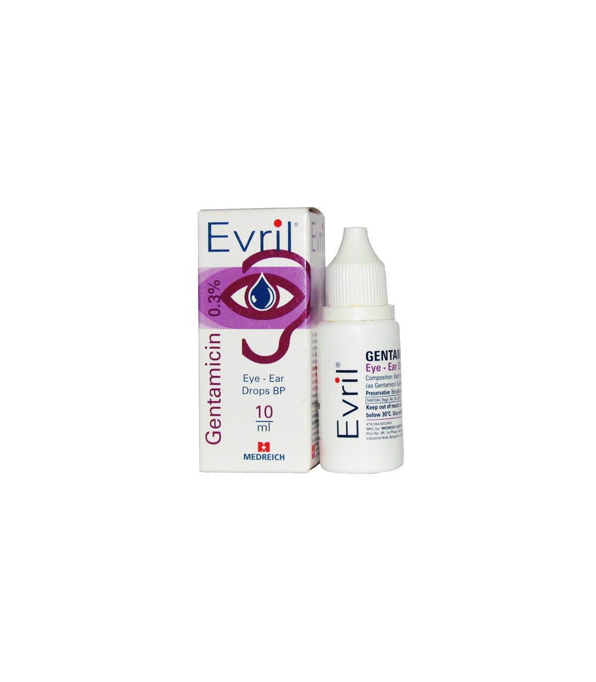 Evril Gentamicin 0.3% Ear Drop – 10ml